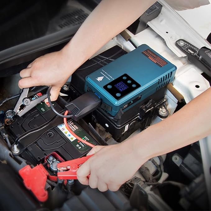 Jump Starter with Air Compressor Battery Booster Power Pack,Powerbank,Portable Electric Car Tire Inflator, Digital Tyre Inflator Air Compressor,Auto-Stop Portable Car Tyre Pump