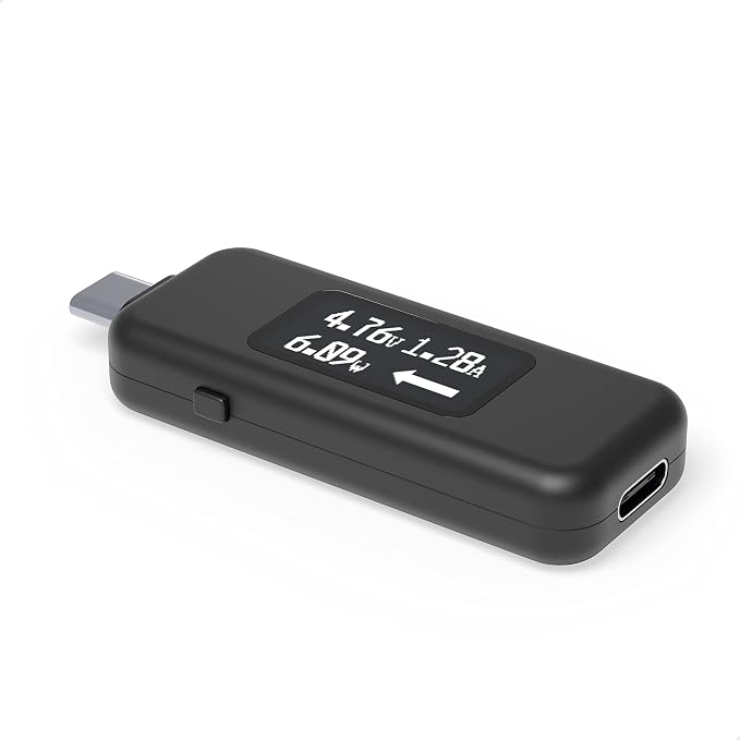 Plugable USB C Power Meter Tester for Monitoring USB-C Connections up to 240W - Digital Multimeter Tester for USB Type C Cables, Laptops, Phones, Chargers - Driverless