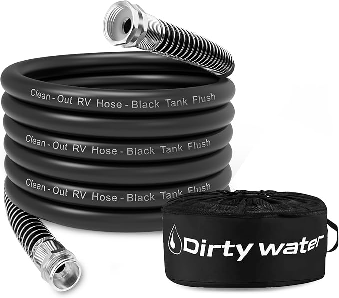 Camper & RV Black Water Hose - No-Kink Design Camper Sewer Hose - RV Accessories With Storage Bag - Perfect For Black Water, Gray Water, And RV Tank Cleaning, 25FT 5/8" Diameter