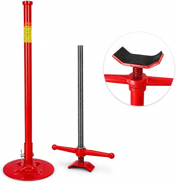 Stark USA Under Hoist Support Lift Jack Stand Wide Base 1/2 Ton 1,000 lbs Capacity Spin Handle, Self-Locking Threaded Screw, for Vehicle Lifting & Support