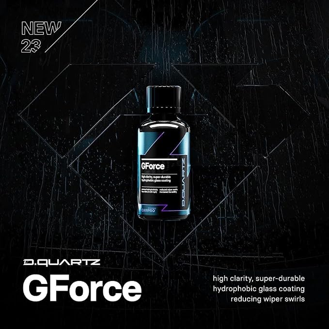 CARPRO DQUARTZ GForce Glass Coating - Windshield & Window Rain Repellent Glass Treatment Sealant Ceramic Coating for Crystal-Clear Vision - Super Durable Hydrophobic Slickness - (50mL Kit)