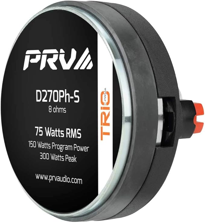 PRV AUDIO D270Ph Compression Driver 1" Exit Phenolic Driver for Vocal Reproduction, 2" Voice Coil 150 Watts 8 Ohms Improved Performance on New Compact Design (Single)