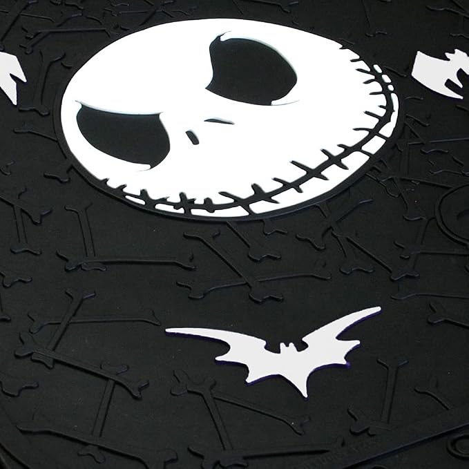 Yupbizauto 9 Pieces Nightmare Before Christmas Jack Skellington Bone Design Car Truck SUV Seat Covers Rubber Front and Rear Floor Mat Set with Little Tree Air Freshener Bundle Set