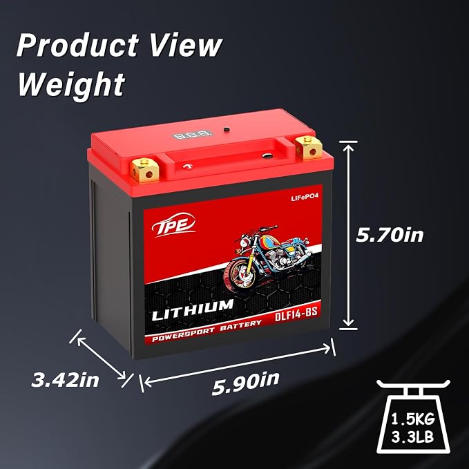 YTX14 12.8V 8Ah Lithium Battery – Lightweight, Fast Charging, Reliable Start, Fits Motorcycle, ATV, UTV, Jet Ski