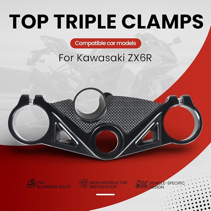 ONE.K.S Motorcycle Triple Tree Forks Top Clamp Front End Upper Top Steering Clamp Fit for Kw-asaki ZX6R 2019-2026 European Version Triple Tree Uplink CNC Aluminum