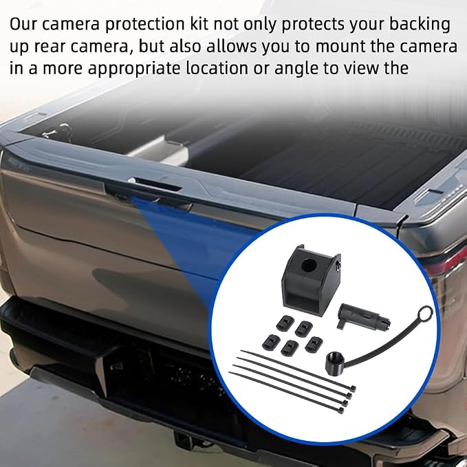 MOTOQUEEN Rear Backup Camera Housing Kit for 2019+ Chevrolet Silverado Sierra with Dust Cap