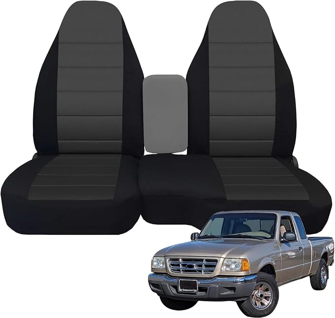 SAPUBK Custom-Fit Front Seat Covers Without Console Replace for 1998-2003 Ford Ranger Pickup 60/40 High Back Seats, Knitted Fabric Composite Soft Foam Lining Airmesh Breathable Seat Cover Cushion