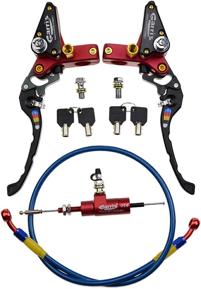 GOOFIT 22mm CNC Motorcycle Hydraulic Clutch Brake Pump Master Cylinder Lever Adjustable Universal for Motorcycle Pocket Dirt Bike ATV 125cc -250cc Vertical Off Road Scooter Red