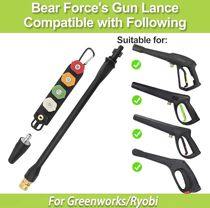 Pressure Washer Replacement Spray Wand & Turbo Nozzle and 5 Tips, Compatible with Some of Ryobi, Greenworks, Craftsman, Kar-cher, B&D, Westinghouse, LWQ Electric Pressure Washer