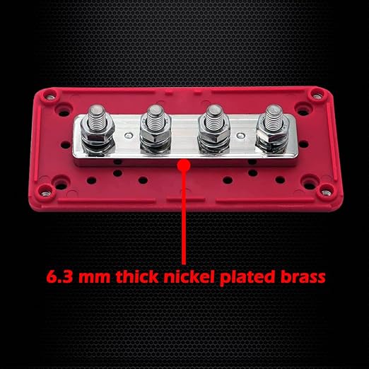 4 x M8 (5/16") Studs Power Distribution Block Bus Bar 12V, Ampper Waterproof HD 200A Marine BusBar Battery Distribution Block W/Cover for Auto Boat Solar (Red)