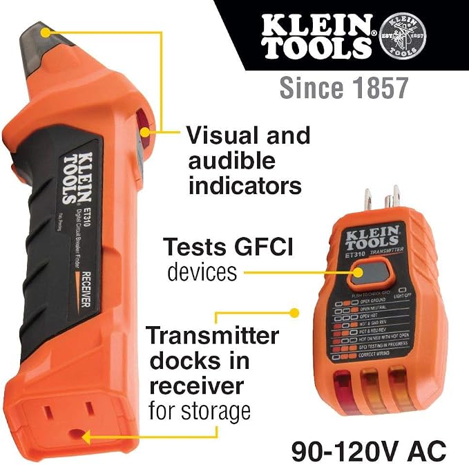 Klein Tools Circuit Breaker Finder Tool Kit with GFCI Outlet Tester (2-Piece)