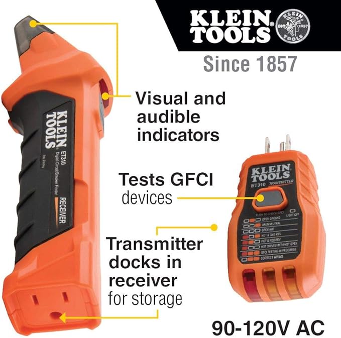 Klein Tools NCVT-6 Non-Contact Volt Tester + Klein Tools Circuit Breaker Finder Tool Kit