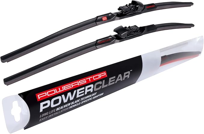 POWERSTOP PowerClear PCK-2220-2 Front 22" + 20" Windshield Wiper Blade Set Pinch Tab For Ford Mustang [Model Specific]