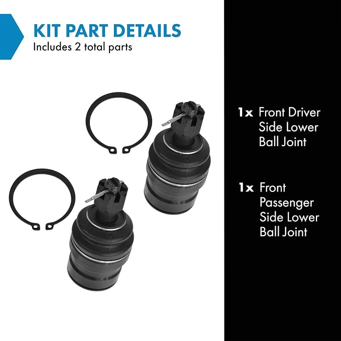 TRQ Front Lower Driver and Passenger Side Ball Joint Set Compatible with 1997-99 Dodge Dakota 4 Wheel Drive 1998-99 Durango 4 Wheel Drive