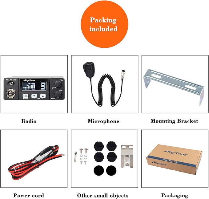 CB Radio 40 Channels AM/FM CB Radio Kit CB 27 MHz 40 Channel CB Radio Long Range CB Radio for Vehicle Truck Cars AT-505PRO CB Radio with Squeltch