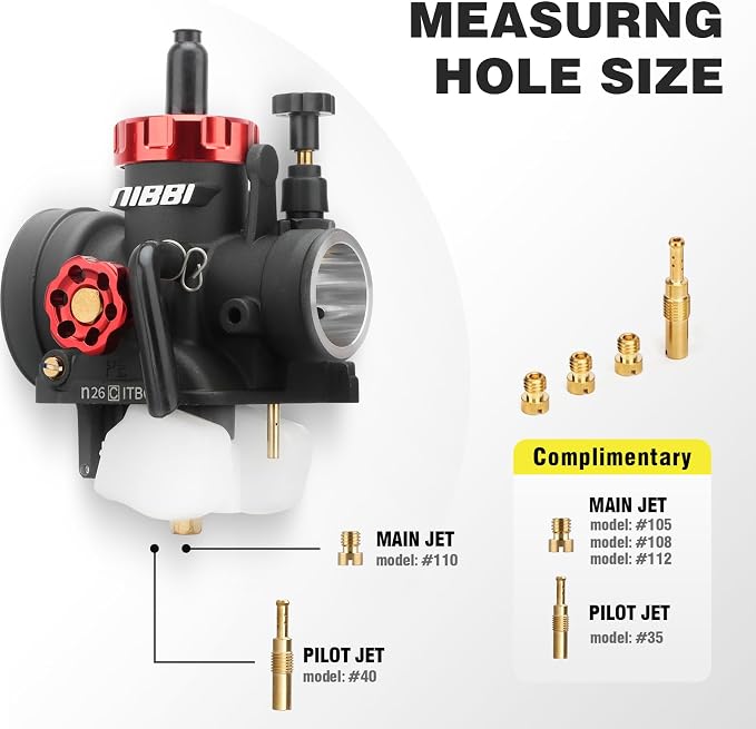 NIBBI Carburetor PE26,26mm Carburetor Performance Kit with Air Filter For Dirt Pit Bike Mini Bike Motorcycle GY6