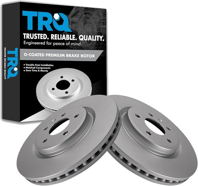 TRQ Front Brake Rotor Set G Coated Vented Compatible with 2011-2019 Ford Explorer 2009-2019 Flex 2010-2019 Taurus 2009-2012 Lincoln MKS 2010-2019 MKT