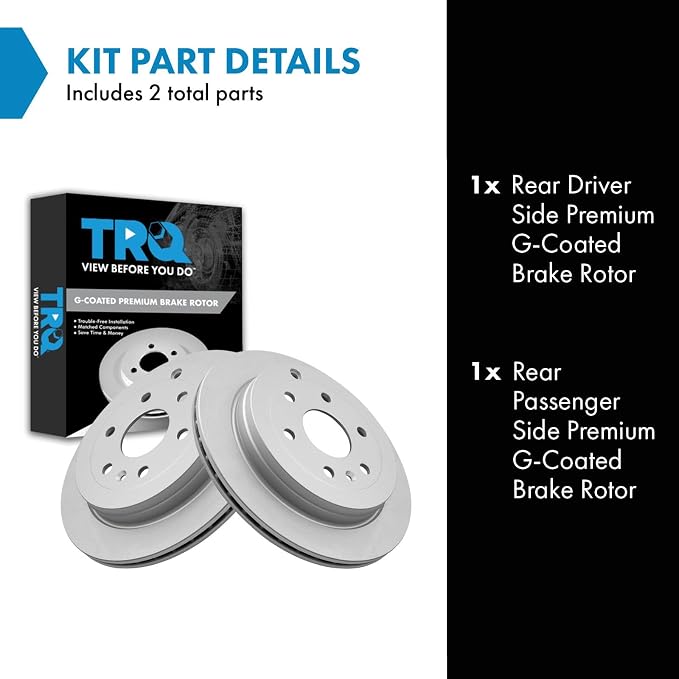 TRQ Rear Brake Rotors Set Vented Premium G-Coated Compatible with 2008-2017 Buick Enclave 2009-2017 Chevrolet Traverse 2007-2016 GMC Acadia 2017 Acadia Limited 2007-2010 Saturn Outlook