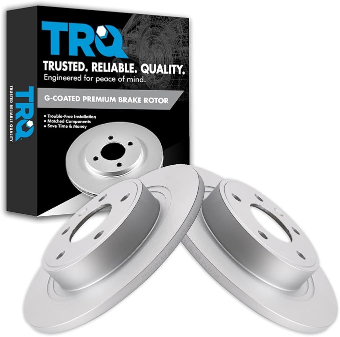 TRQ Rear Brake Rotor Set G Coated Solid Compatible with 2016-2019 Buick Cascada 2012-2017 Verano 2014-2016 Cadillac ELR 2014-2015 Chevrolet Cruze 2011-2015 Volt