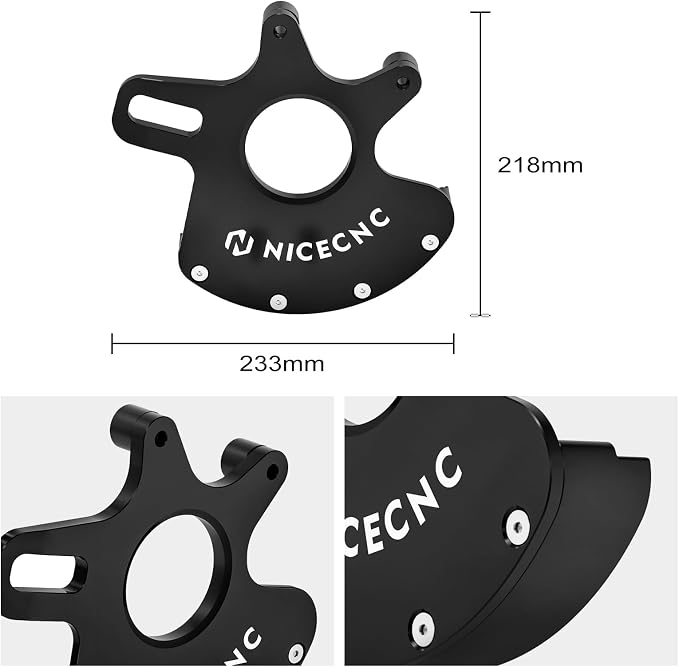 NICECNC Rear Brake Caliper Bracket Disc Rotor Cover Aluminum Compatible with Yamaha Raptor 700 700R 2006-2012, Replacement for 1S3-25721-01-00, Black