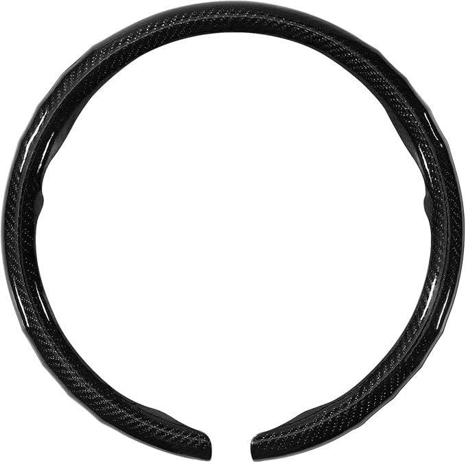 Car Steering Wheel Cover for Mazda 3, 5, 6, CX-3, CX-5, CX-30, CX-50, CX-9, CX-90, MX-5 Carbon Fiber Pattern Protective Cover - Black Compatible with 15-inch Wheels Decorative Modification Accessories