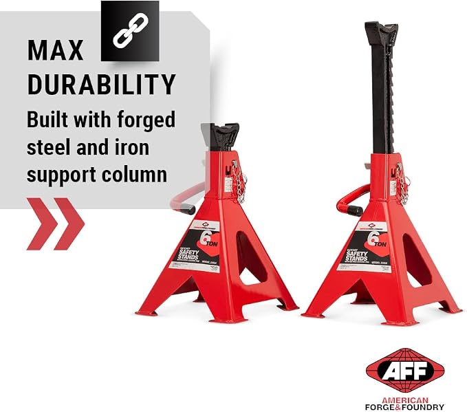 AFF 6 Ton Jack Stand Set - Heavy Duty Ratchet Style Jack Stands - Pair