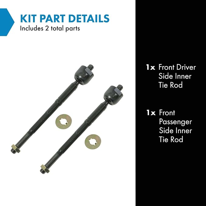 TRQ Front Inner Tie Rod Set 2 Piece Compatible with 2001-2005 Lexus IS300
