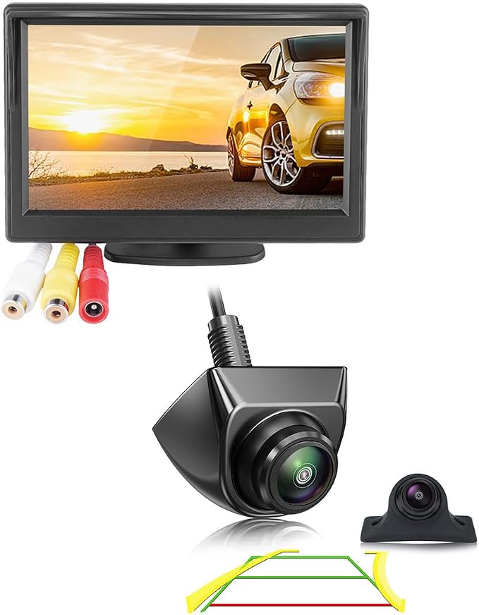 GreenYi AHD Monitor Camera Set, 800x480 HD TFT Monitor + Universal AHD 1080P Rear View Camera with Adjustable Fisheye Lens