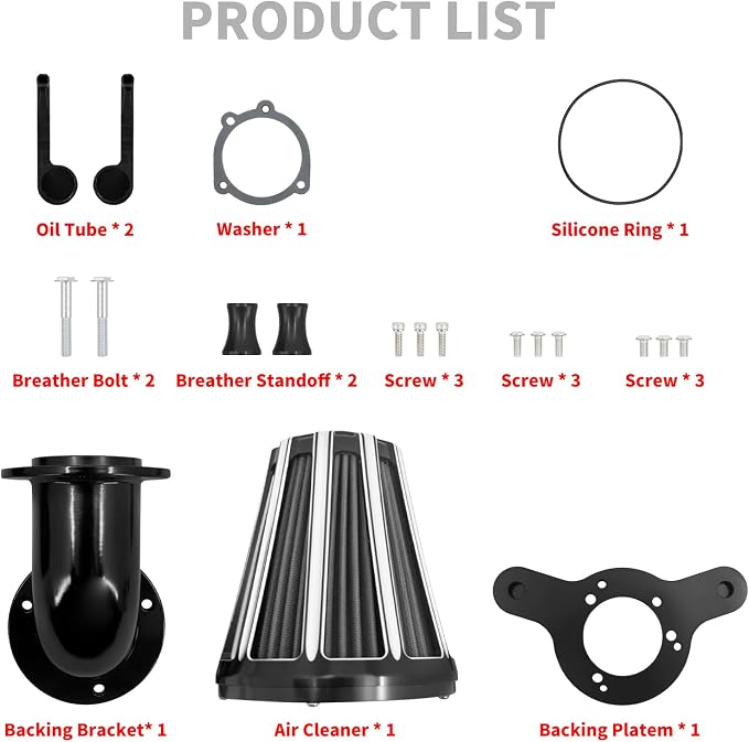 Air Cleaner Filter 90° Forward-Facing Intake Kit CNC Fit for Harley Touring Softail Dyna Sportster XL (Black Housing Grey Element, B For Touring 00-07,Softail 00-15,Dyna 00-17)