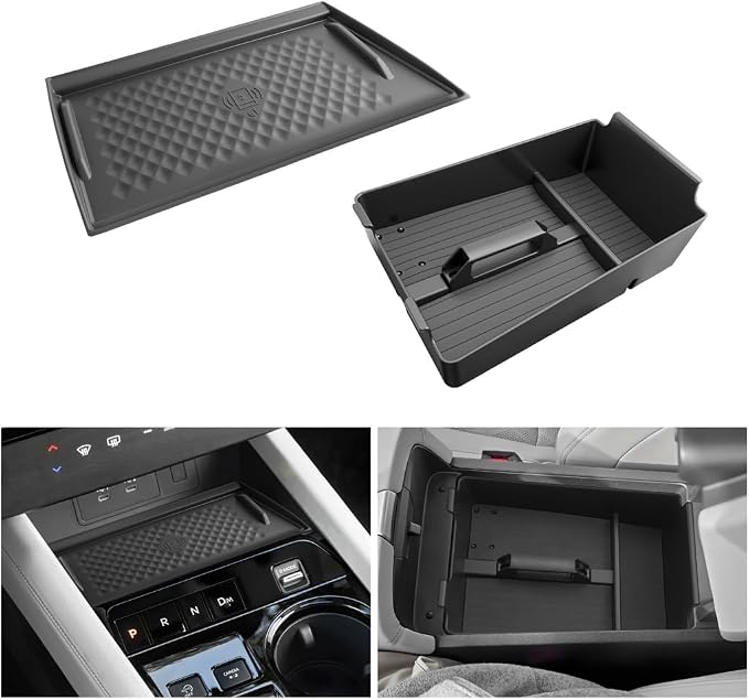 LUWU Center Console Organizer for 2025 2026 Nissan Murano SL/SV/Platinum Accessories Armrest Storage Box, Center Console Wireless Charging Protective Mat Murano 2026 Accessories 2-Pack