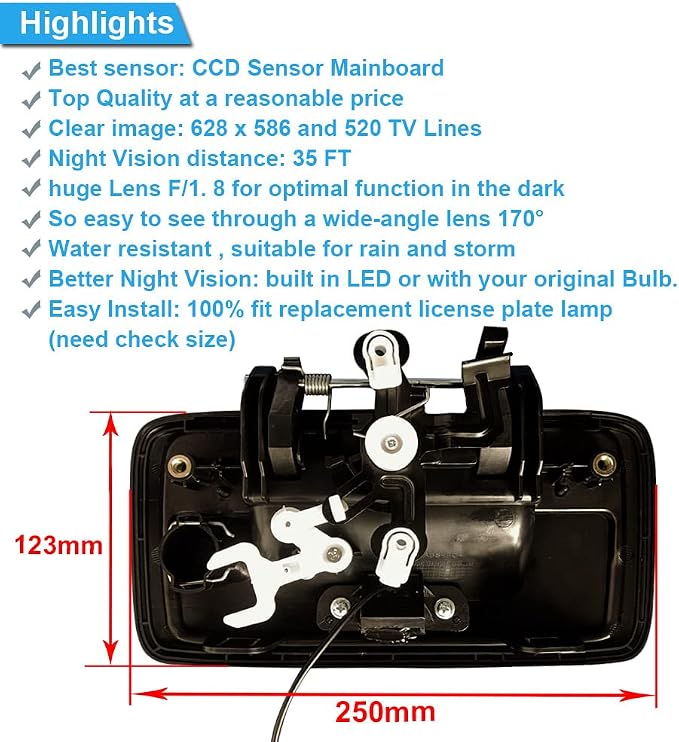 Car Tailgate Lever Camera Waterproof HD Rear View Camera for Chevrolet Silverado 1500 2500 3500 GMC Canyon Sierra Chevy 2014-2019 (OEM: 84203910; 23128692)