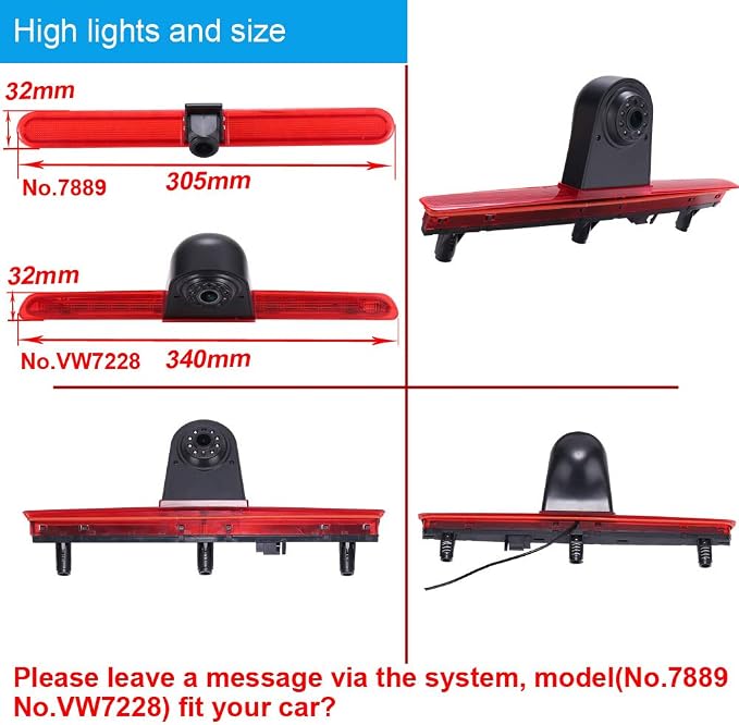 HD 1280x720 Pixels 1000 TV Lines 3rd Brake Light Reversing Camera Brake lamp Parking Camera for VW T5 Bus Transporter Multivan Caravelle Business Third Stop Light 2003-2015 Bj