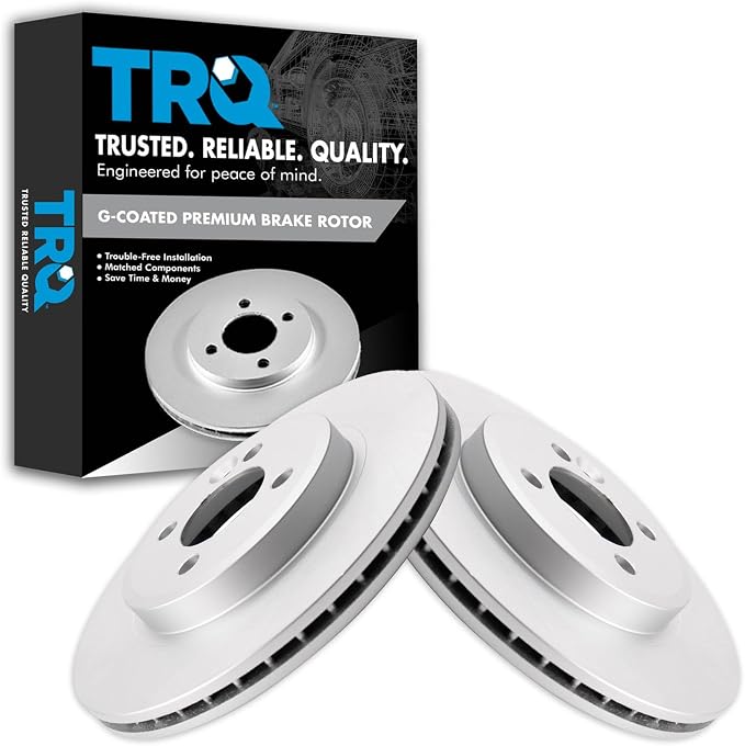 TRQ Front Brake Rotor Set G Coated Vented Compatible with 2002-2006 Mini Cooper