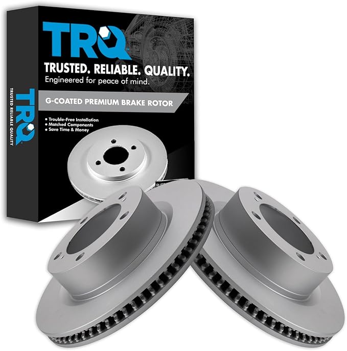 TRQ Front Brake Rotor Set G Coated Vented Compatible with 2008-2015 Lexus LX570 2008-2015 Toyota Land Cruiser