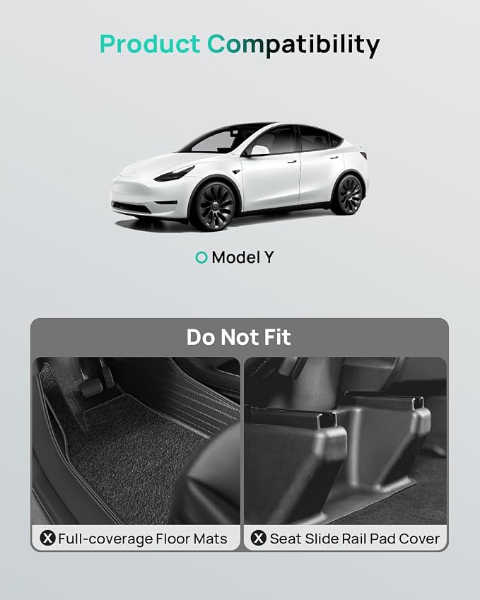 HALOBLK 2 Pack Waterproof Model Y Under Seat Storage Box Organizer, Upgraded 2-in-1 Underseat Hidden Tray for Tesla Model Y 2024-2021 [Not Compatible with 2025 New Model Y Refresh]