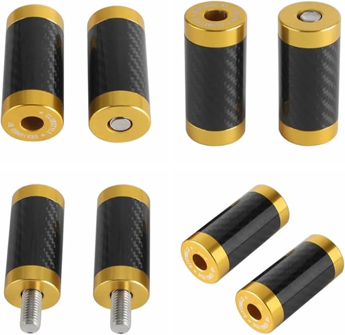 CNC Aluminum Frame Sliders M12×1.75mm Inner Hexagon Screws,Gold | Compatible With 1-1/4" Guards, Fit For Harley Crash Bars/Bag Guards,With Carbon Fiber Inlay
