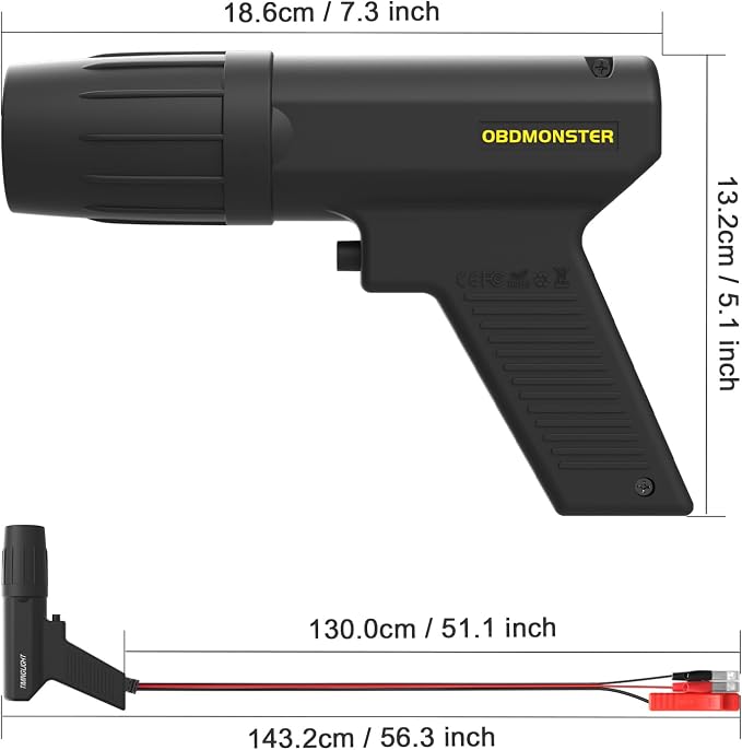 Automotive Timing Light 12V, Inductive Ignition Timing Light Gun for 2&4 Stroke Petrol Engine for Old Classical Car Motorcycle