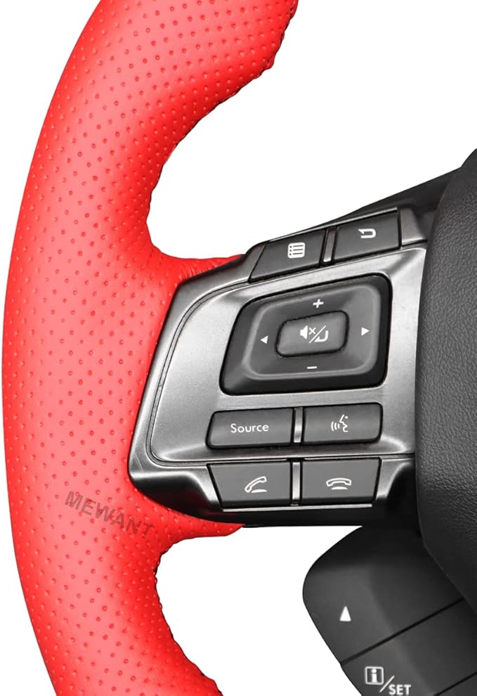 MEWANT Hand Stitched Matte Carbon Fiber Artificial Leather Steering Wheel Cover for Subaru WRX STI Levorg Steering Wrap