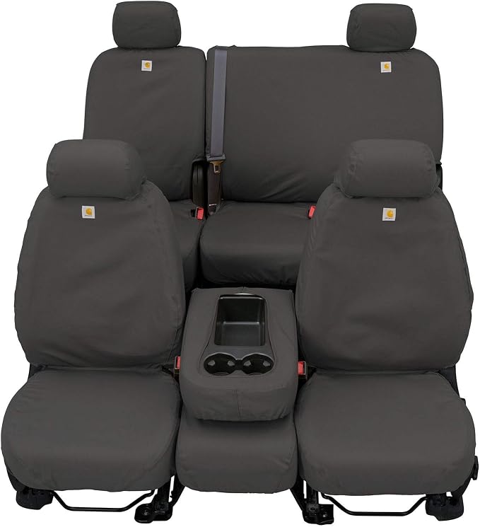 Covercraft Carhartt SeatSaver Custom Seat Covers | Fits 2006-2009 Dodge Ram 2500/3500 | 1st Row Bucket Seats, Duck Weave Gravel
