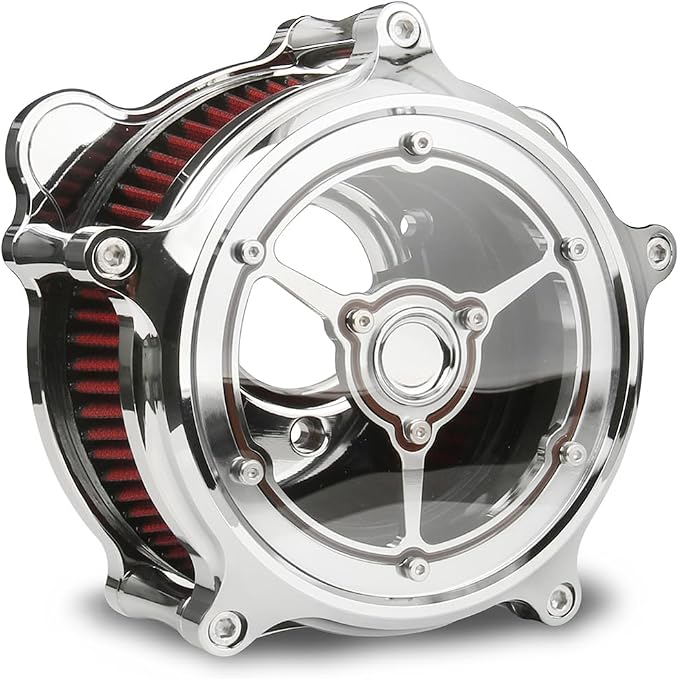For harley davidson air cleaner filter sportster Touring street glide road king electra Dyna Softail motorcycle air intake (Chromed-clarity red filter, A-For Sportster XL models)
