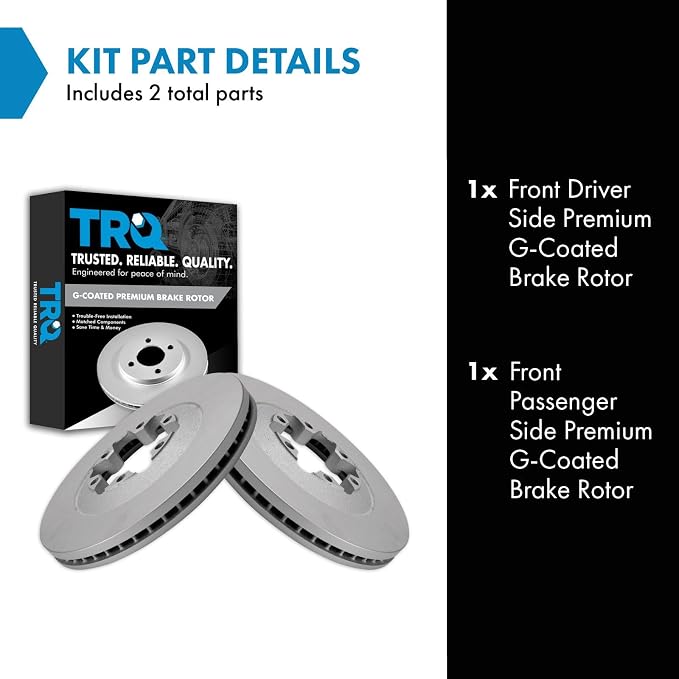 TRQ Front Brake Rotor Set G Coated Vented Compatible with 2009-2012 Chevrolet Colorado 2009-2012 GMC Canyon