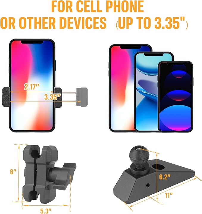 FUNY Dashboard Left Side Phone Holder Mount Compatible with 2023 2024 2025 Chevrolet Silverado & Gmc Sierra 1500, Anti-Shake Stabilizer Custom Adjustable Cell Phone Holder, Aluminum Alloy