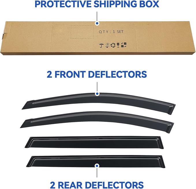 Window Visors Rain Guards for 2013-2021 Nissan Pathfinder, Out-Channel Window Vent Wind Deflectors Visors Shades for 13-21 Pathfinder S SV SL Platinum