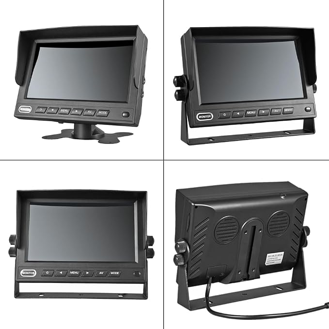 7" Car Monitor with DVR Recording Dual Split Screen Display 4-Pin Connector | 1024x600 IPS Screen, DVR Loop Recording, Supports 2 camera inputs (CVBS & AHD), Compatible 4-Pin Vehicle Camera Systems