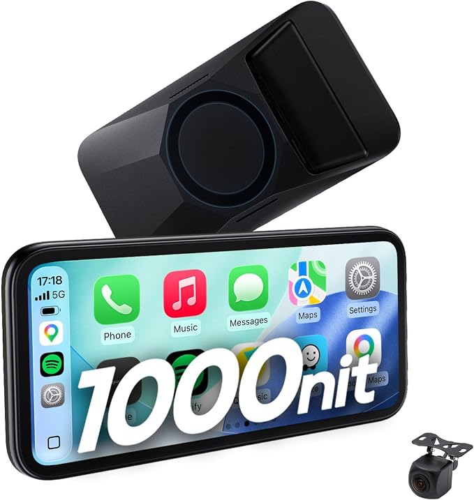 CarpodGo Mini 6.9″ CarPlay Screen for Car,Equal-Bezel Rounded Display,1000-nit Brightness,Portable 60fps Wireless Apple Carplay,Display-Only BT Mode,Compatible with MagSafe Magnetic Mounts