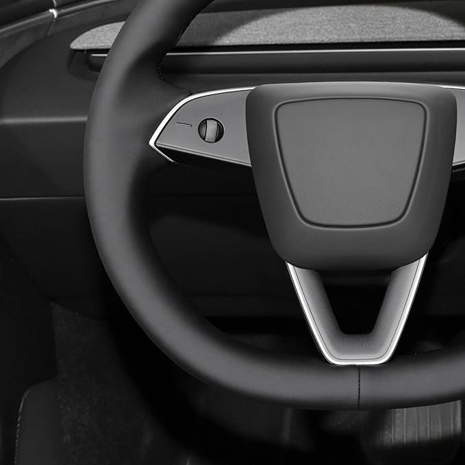 MEWANT Steering Wheel Cover for 2024 Tesla Model 3 Highland Hand Stitch Steering Wrap Made of Black Smooth Faux Leather