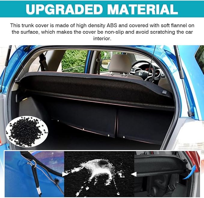 Powerty Cargo Cover Compatible with Honda Fit 2009 2010 2011 Accessories Trunk Cover Trunk Security Shield Shade (Can Withstand Load)