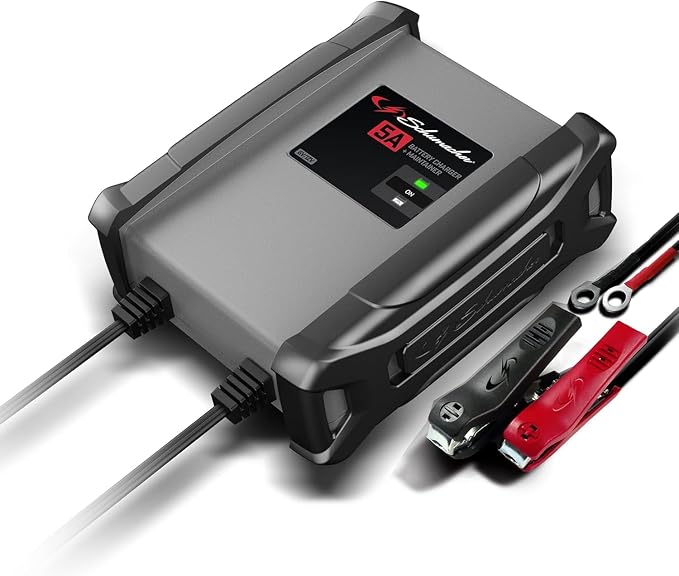 Schumacher Electric 6V / 12V Battery Charger & Maintainer - Multi-Stage Smart Charging with Quick-Connect Clamps - Fully Automatic 5A Car Battery Charger for Motorcycles, Lawn Mowers & More - SC1609