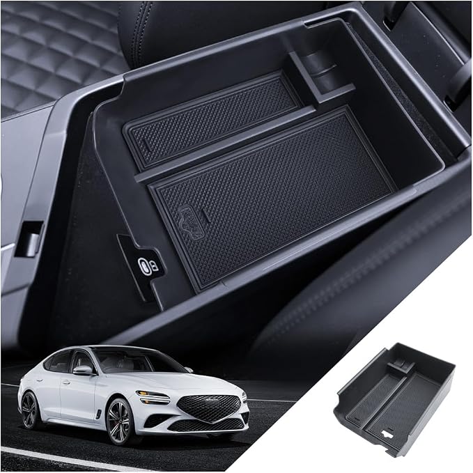 for G70 Center Console Organizer 2019 2021 2022 2023 2024 2025 Genesis G70 Accessories Armrest Tray Middle Storage Box Insert Container Durable ABS Plastic