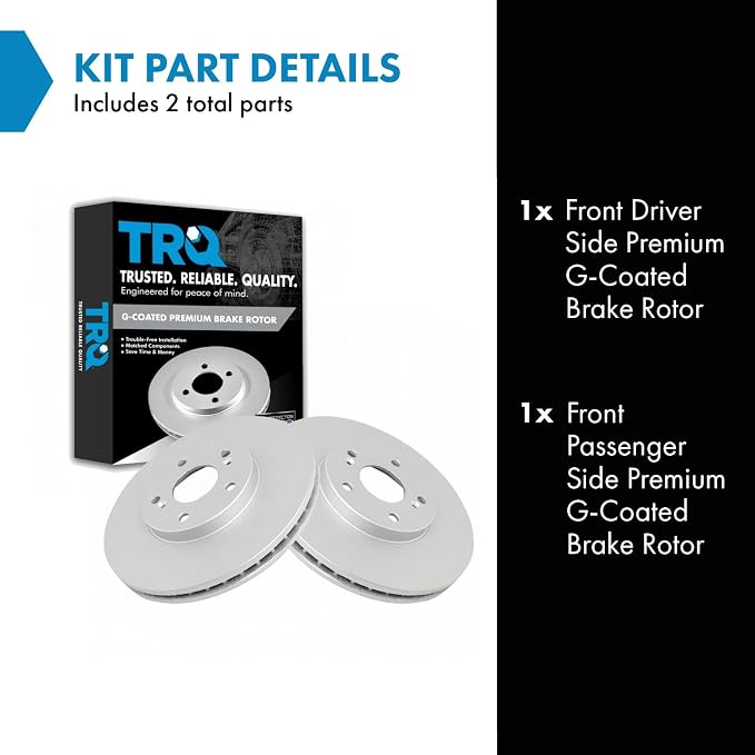 TRQ Front Brake Rotor Set G Coated Vented Compatible with 2001-2003 Acura CL 2001-2006 MDX 1999-2008 TL 2004-2014 TSX 2003-2012 Honda Accord 1999-2004 Odyssey 2003-2008 Pilot
